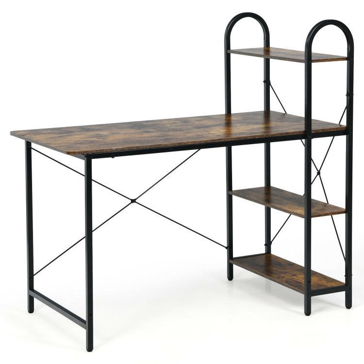 48-Inch Reversible Computer Desk with Storage Shelves 48-Inch Reversible Computer Desk with Storage Shelves