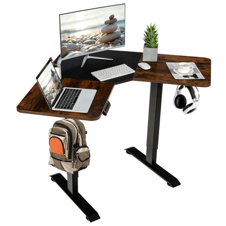 L-shaped Electric Standing Desk with 4 Memory Positions and LCD Display L-shaped Electric Standing Desk with 4 Memory Positions and LCD Display