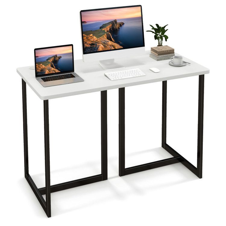 Modern Computer Desk 47 Inch Writing Study Table with Metal Frame Modern Computer Desk 47 Inch Writing Study Table with Metal Frame