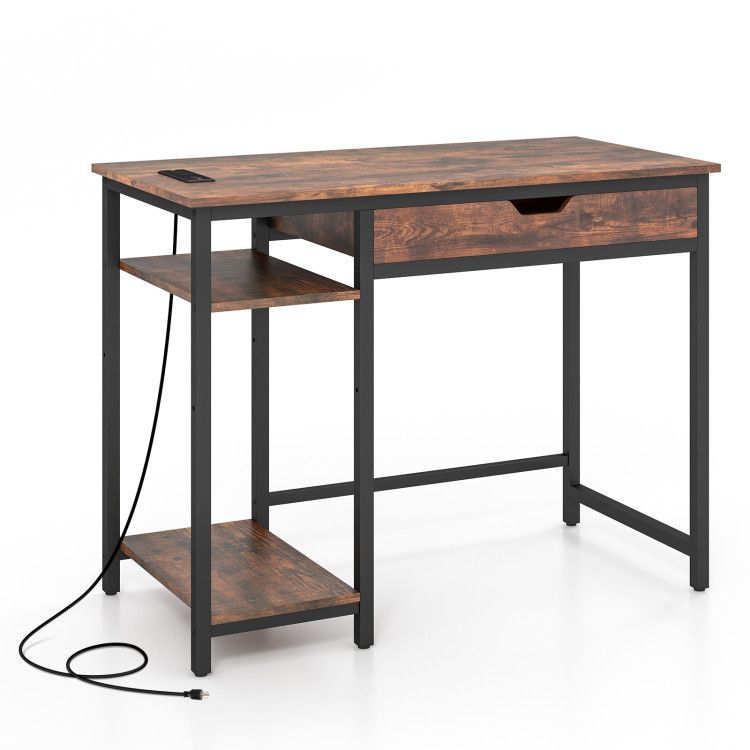 Computer Desk with Charging Station and Drawer & Adjustable Shelf Computer Desk with Charging Station and Drawer & Adjustable Shelf