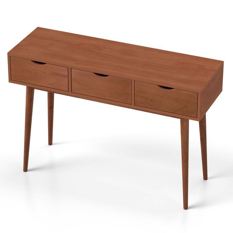 48 Inch Writing Computer Desk with 3 Drawers Solid Wood Legs 48 Inch Writing Computer Desk with 3 Drawers Solid Wood Legs