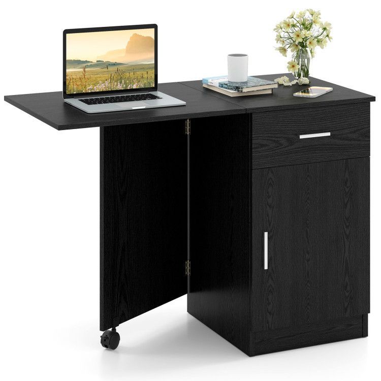 Folding Computer Desk with Drawer Mobile Home Office Desk with Cabinet Folding Computer Desk with Drawer Mobile Home Office Desk with Cabinet