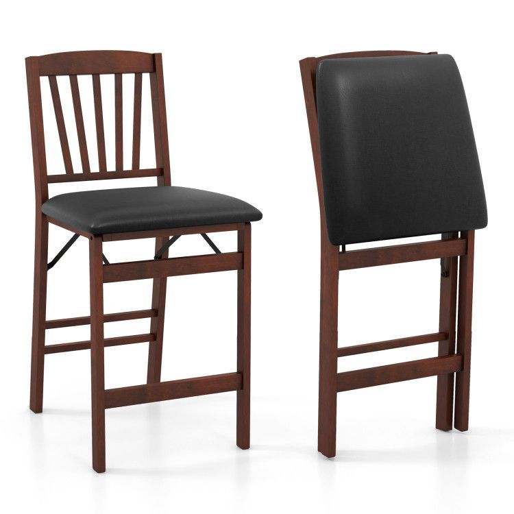 Set of 2 Counter Height Chairs Folding Kitchen Island Stool with Padded Seat Set of 2 Counter Height Chairs Folding Kitchen Island Stool with Padded Seat