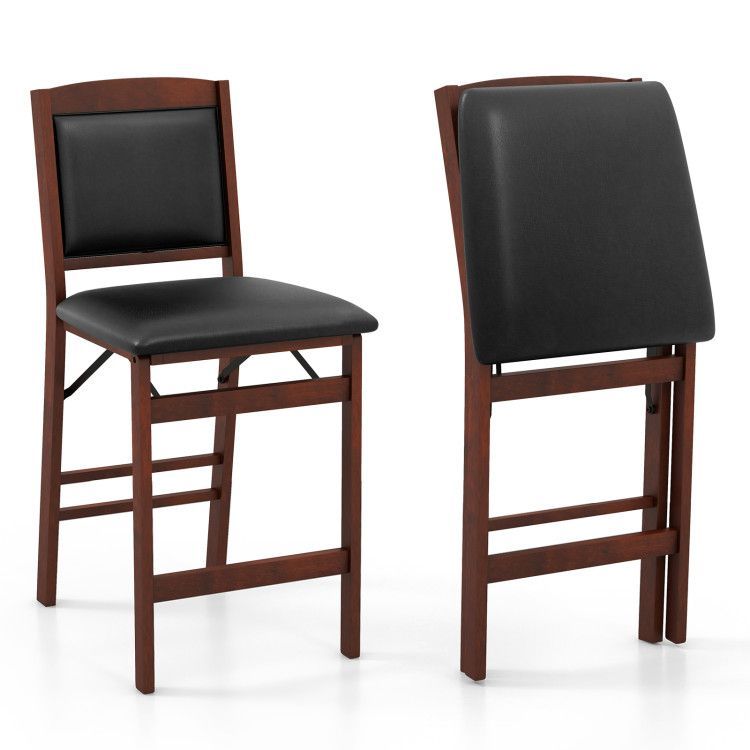 Set of 2 Folding Kitchen Island Stool with Rubber Wood Legs Set of 2 Folding Kitchen Island Stool with Rubber Wood Legs