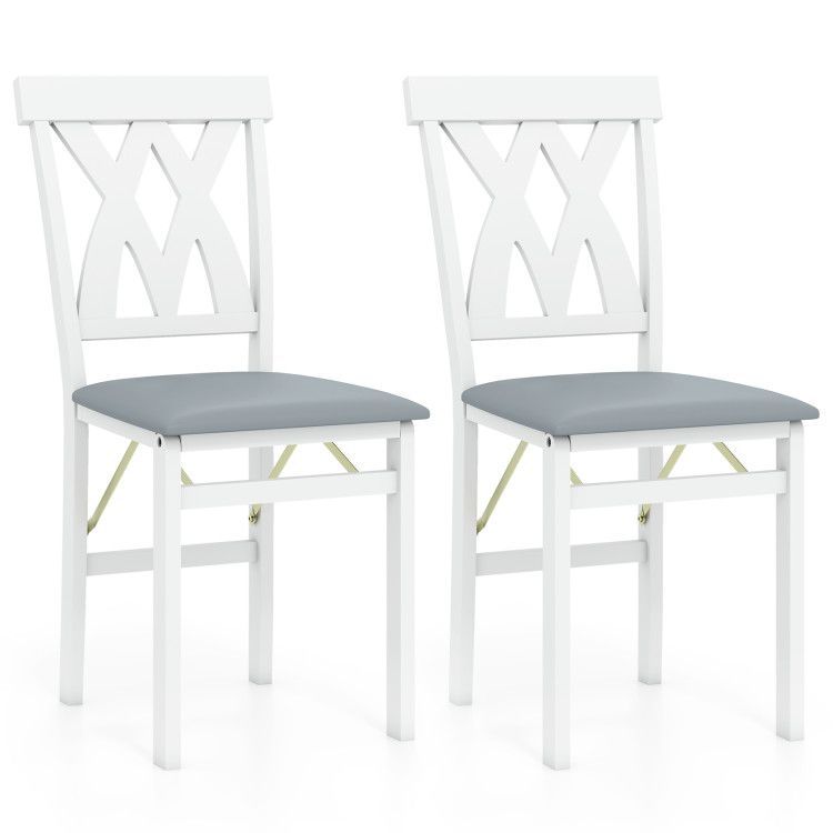 Folding Wooden Dining Chair Set of 2 Faux Leather Upholstered Kitchen Armless Chairs Folding Wooden Dining Chair Set of 2 Faux Leather Upholstered Kitchen Armless Chairs