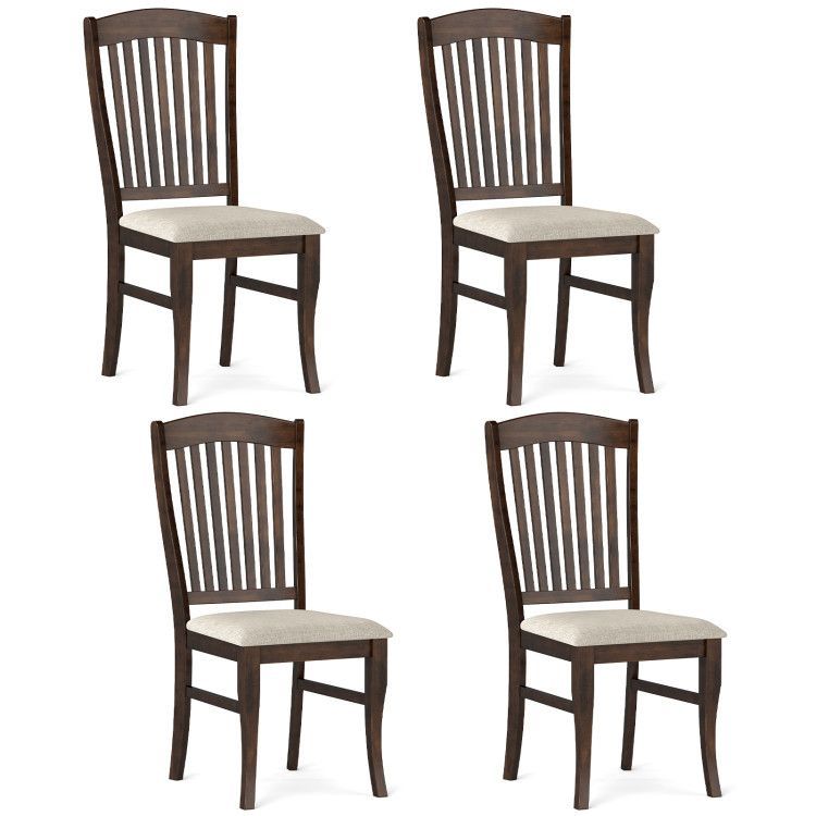 Set of 4 Kitchen Side Chairs with Rubber Wood Frame and Comfy Padded Seat Set of 4 Kitchen Side Chairs with Rubber Wood Frame and Comfy Padded Seat