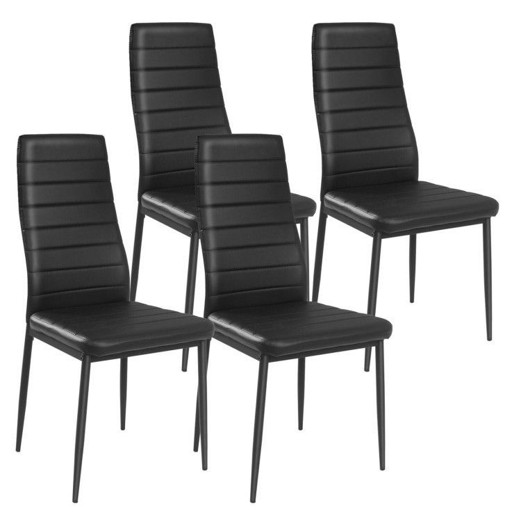 4 Pieces Modern Leather Dinning Chairs Set with Metal Frame 4 Pieces Modern Leather Dinning Chairs Set with Metal Frame