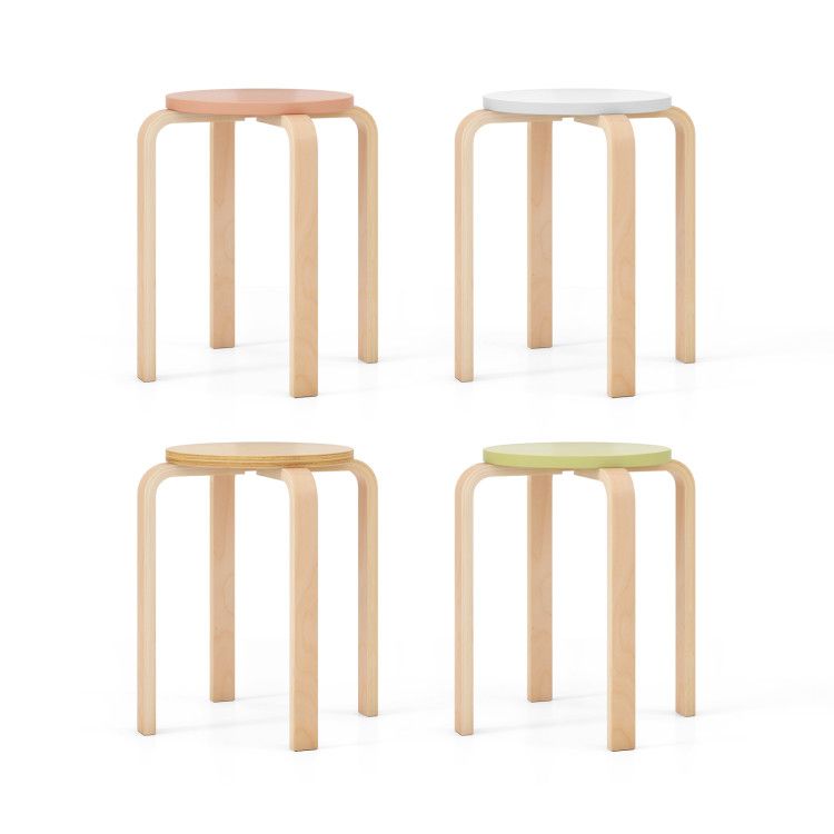 Set of 4 Bentwood Stackable Stools Dining Stools with Round Tops Set of 4 Bentwood Stackable Stools Dining Stools with Round Tops