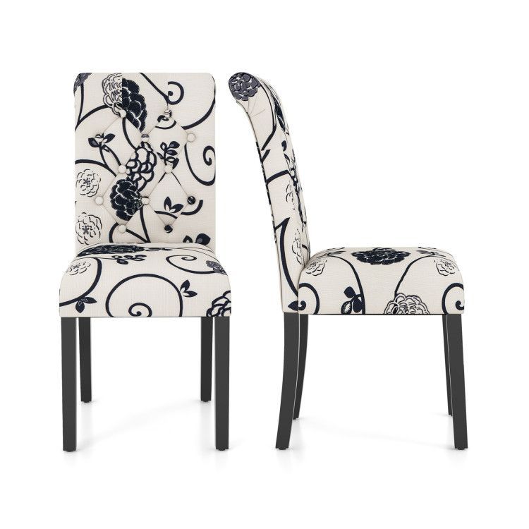 2 Pieces Tufted Dining Chair Set with Adjustable Anti-Slip Foot Pads 2 Pieces Tufted Dining Chair Set with Adjustable Anti-Slip Foot Pads