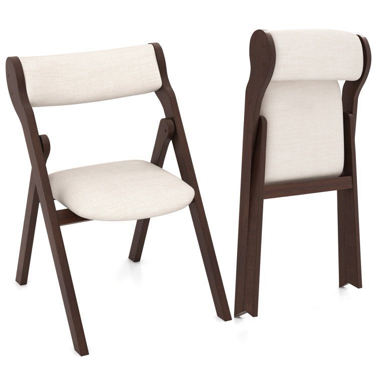Set of 2 Folding Chairs with Comfy Padded Backrest and Seat Set of 2 Folding Chairs with Comfy Padded Backrest and Seat