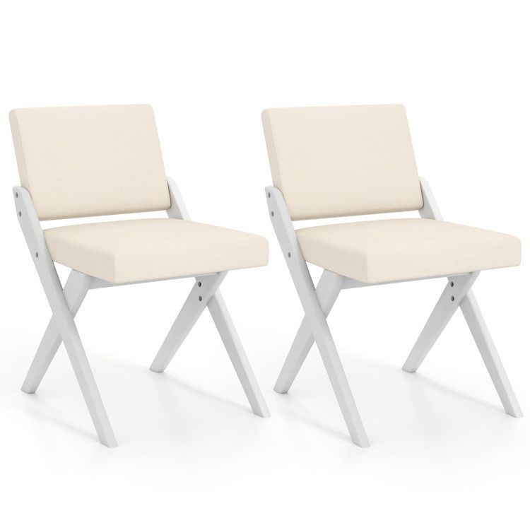 Wooden Dining Chairs of 2 with Rubber Wood Frame and Padded Cushions Wooden Dining Chairs of 2 with Rubber Wood Frame and Padded Cushions