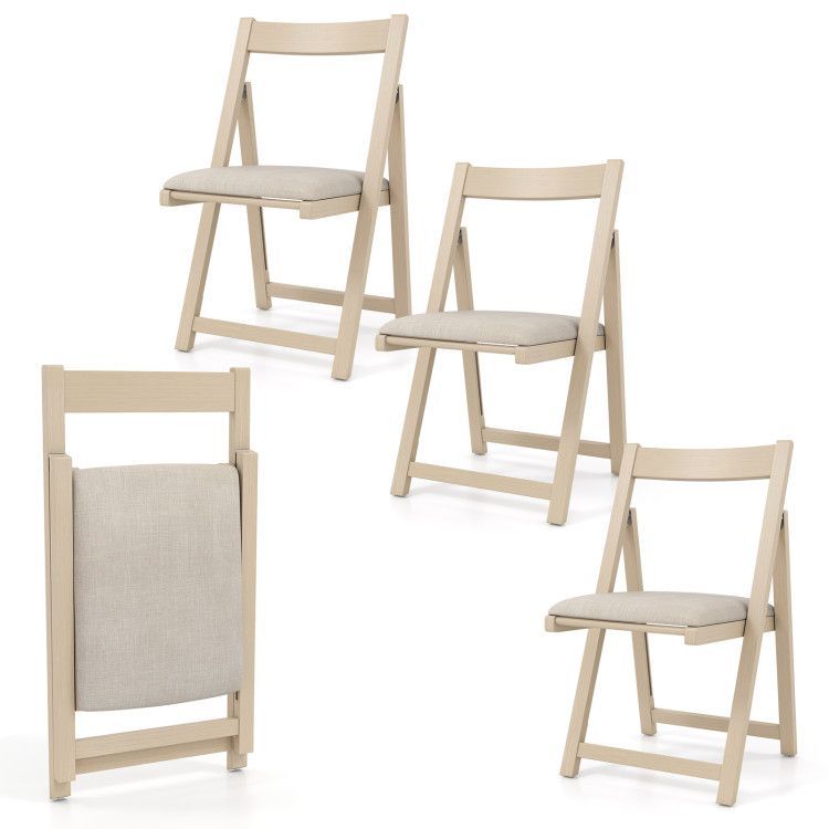 Folding Upholstered Dining Chair Set of 4 with Curved Backrest Folding Upholstered Dining Chair Set of 4 with Curved Backrest