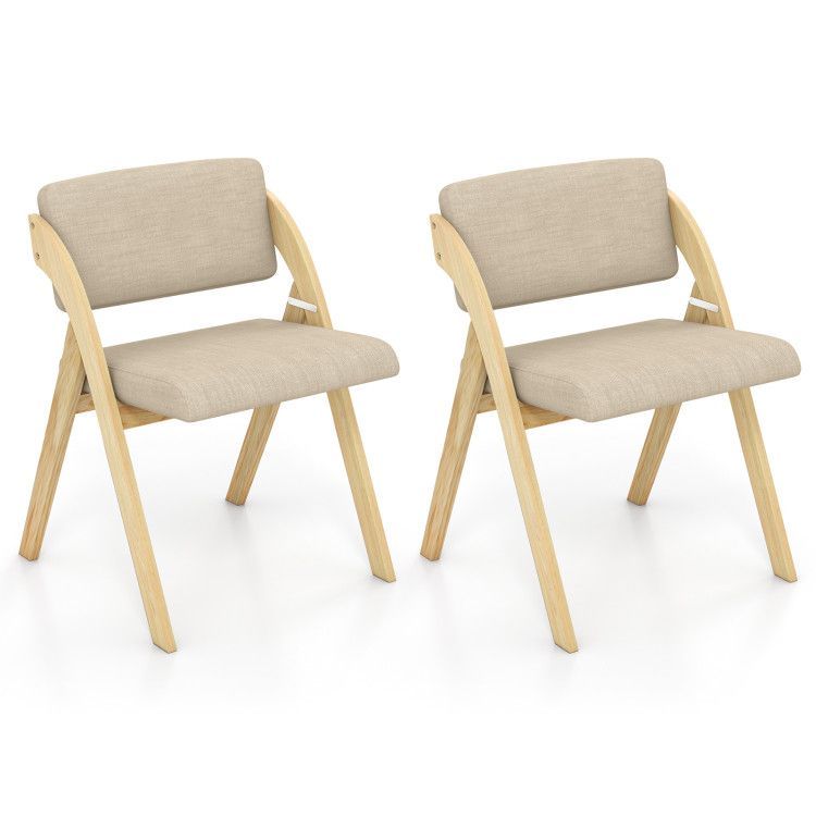 Set of 2 Folding Kitchen Dining Chairs with Rubber Wood Legs Set of 2 Folding Kitchen Dining Chairs with Rubber Wood Legs