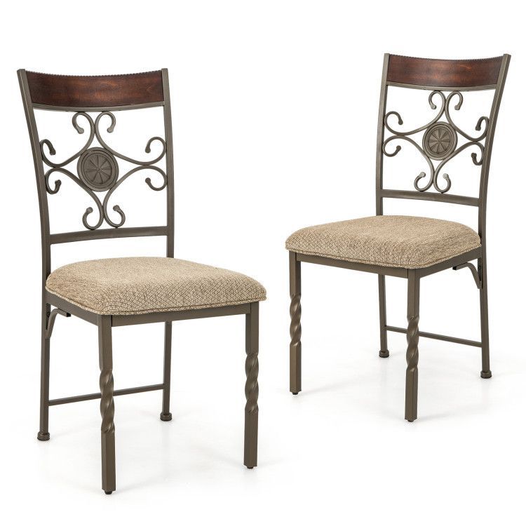 Set of 2 Dining Room Chairs Armless Kitchen Chairs Set with Seat Cushion Set of 2 Dining Room Chairs Armless Kitchen Chairs Set with Seat Cushion