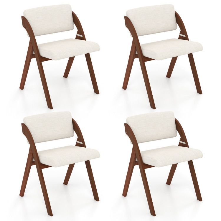 Set of 4 Folding Kitchen Dining Chairs with Rubber Wood Legs Set of 4 Folding Kitchen Dining Chairs with Rubber Wood Legs