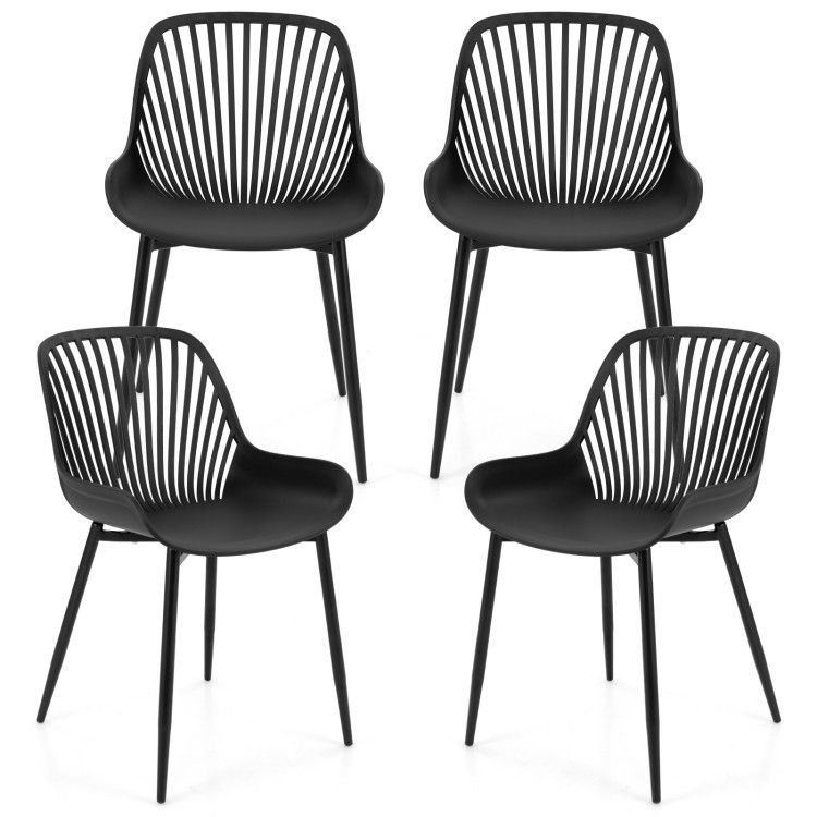 Modern Kitchen Chairs with Metal Legs, Cutout Backrest, Curved Seat for Dining Room Home Office Modern Kitchen Chairs with Metal Legs, Cutout Backrest, Curved Seat for Dining Room Home Office