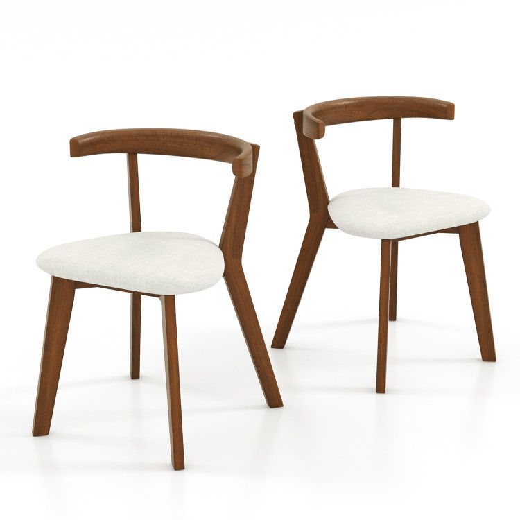 Wood Dining Chair Set of 2 with Padded Seat and Curved Back Wood Dining Chair Set of 2 with Padded Seat and Curved Back
