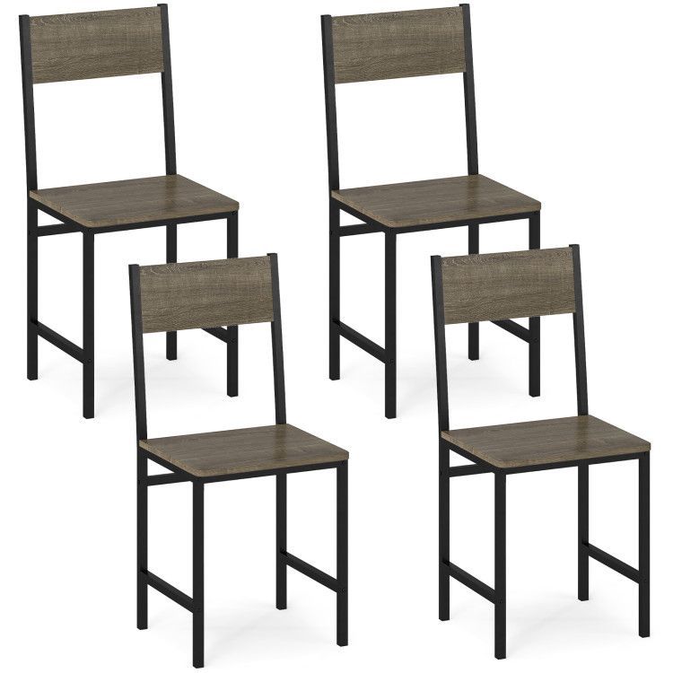 Set of 4 Dining Chairs with Metal Legs and Slanted Back Set of 4 Dining Chairs with Metal Legs and Slanted Back
