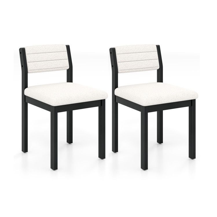Set of 2 Dining Chairs Sherpa Upholstered Armless Chair with Wood Frame Set of 2 Dining Chairs Sherpa Upholstered Armless Chair with Wood Frame