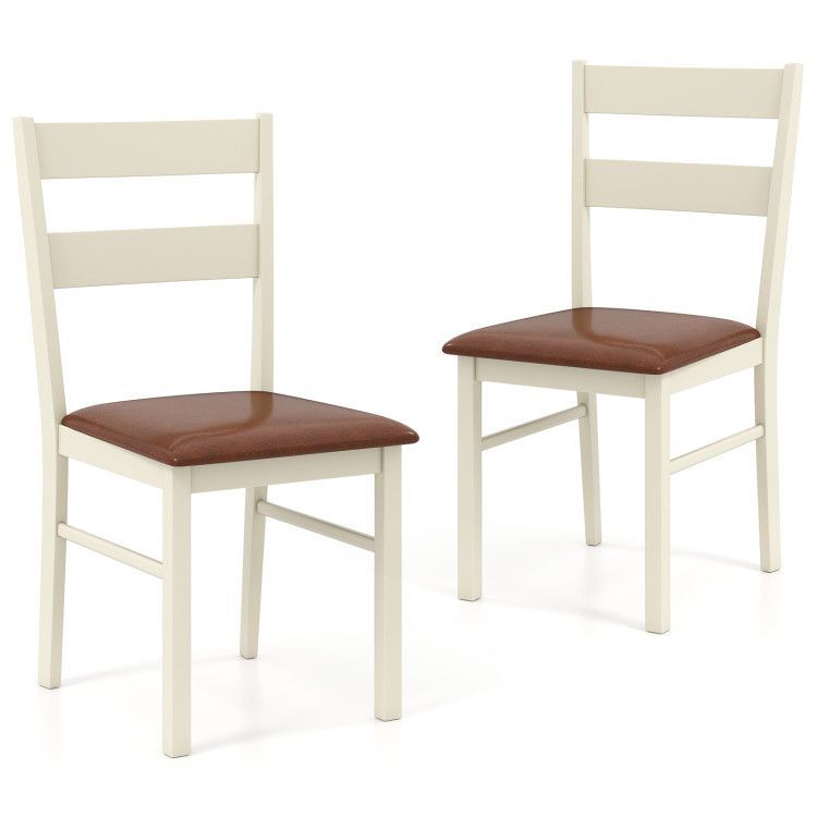 Wooden Dining Chair Set of 2 PU Leather Upholstered Kitchen Armless Chairs Wooden Dining Chair Set of 2 PU Leather Upholstered Kitchen Armless Chairs