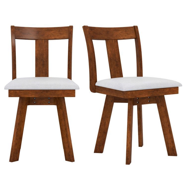 Set of 2 Swivel Dining Room Chairs with Rubber Wood Frame Set of 2 Swivel Dining Room Chairs with Rubber Wood Frame