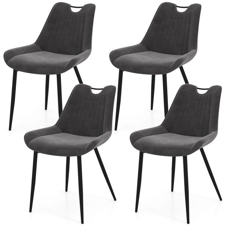 Dining Chair Set of 4 Faux Leather Upholstered Kitchen Chairs with Metal Legs Dining Chair Set of 4 Faux Leather Upholstered Kitchen Chairs with Metal Legs