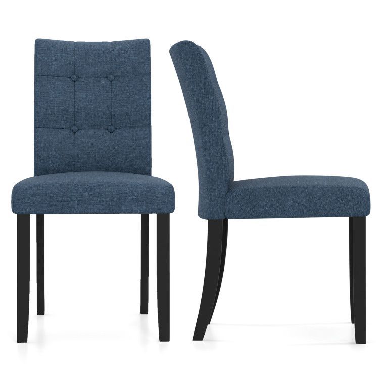 Set of 2 Tufted Dining Chairs Armless with Rubber Wood Legs Set of 2 Tufted Dining Chairs Armless with Rubber Wood Legs