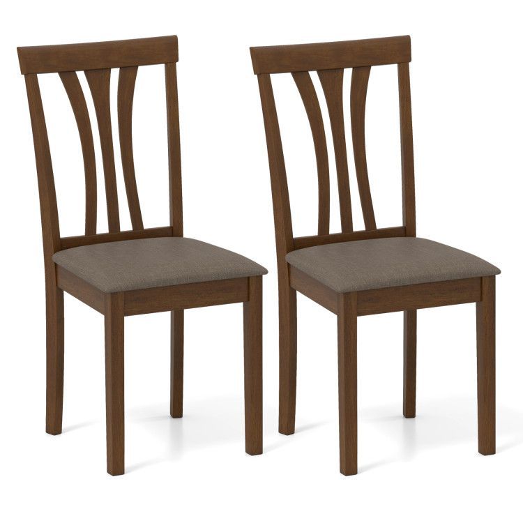 Wooden Dining Chairs Set of 2 with Linen Fabric Upholstered and Rubber Wood Frame Wooden Dining Chairs Set of 2 with Linen Fabric Upholstered and Rubber Wood Frame