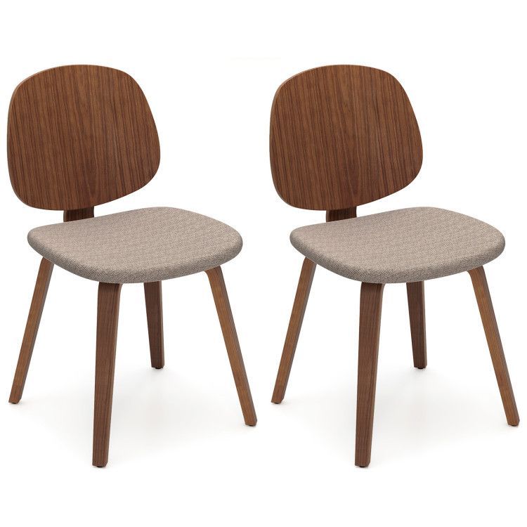 Wooden Dining Chair Set of 2 with Bentwood Frame and Padded Seat Wooden Dining Chair Set of 2 with Bentwood Frame and Padded Seat