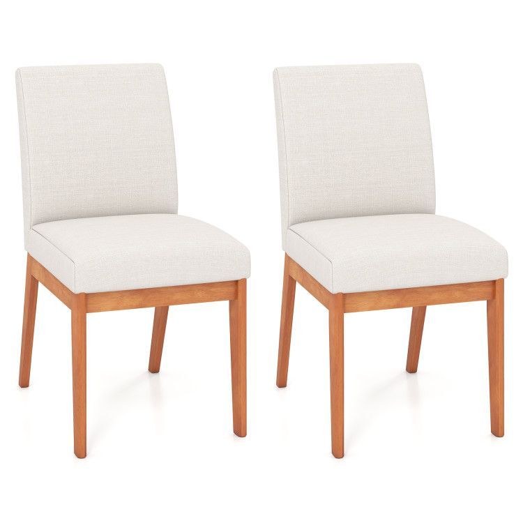 Upholstered Dining Chairs Set of 2 Kitchen Armless Side Chairs with Rubber Wood Legs Upholstered Dining Chairs Set of 2 Kitchen Armless Side Chairs with Rubber Wood Legs