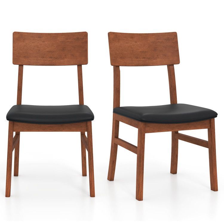 Dining Chairs Set of 2 with Rubber Wood Legs and Faux Leather Upholstered Seat Dining Chairs Set of 2 with Rubber Wood Legs and Faux Leather Upholstered Seat