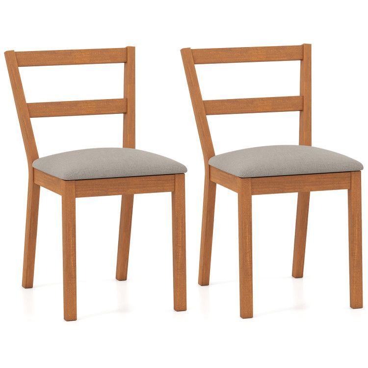 Wooden Dining Chair Set of 2 Farmhouse Kitchen Chair with Upholstered Seat