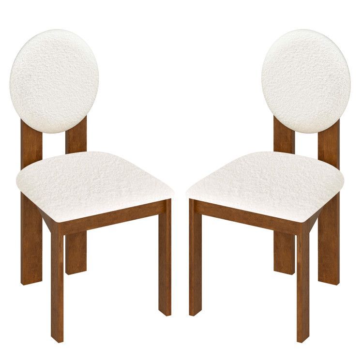 Sherpa Dining Chairs Set of 2 with Rubber Wood Legs for Living Room Restaurant