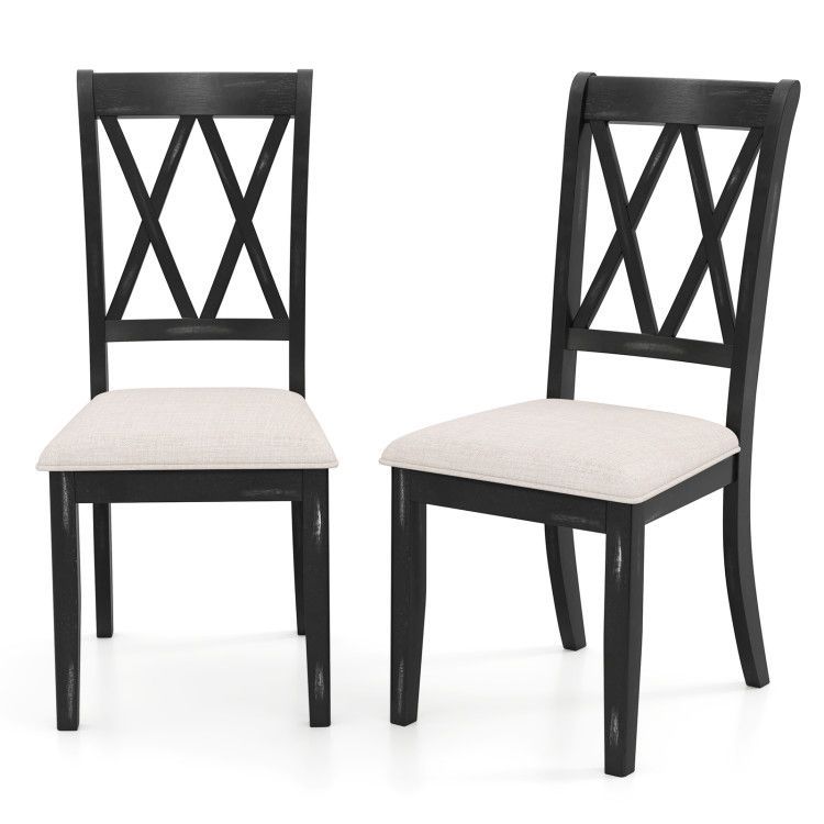 Dining Chairs Set of 2 Kitchen Side Chairs with Curved Cross Back
