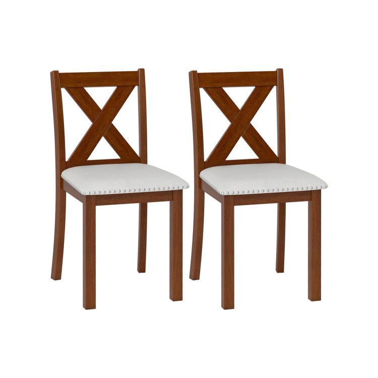 Wooden Dining Chair Set of 2 with Padded Seat and Curved Back Wooden Dining Chair Set of 2 with Padded Seat and Curved Back