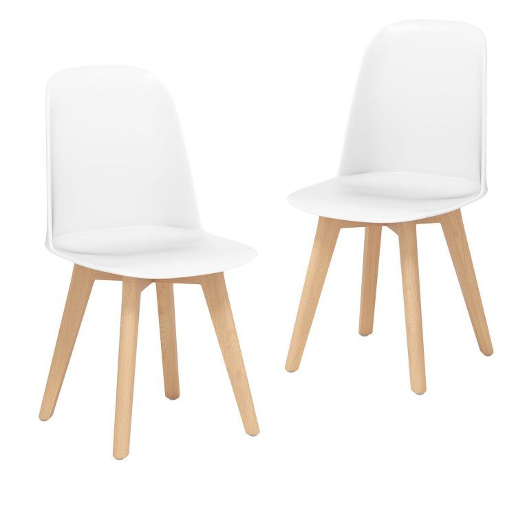 Modern Dining Chair Set of 2 with Solid Beech Wood Legs and Tilt Backrest