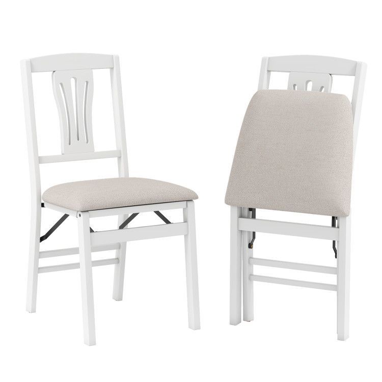 Folding Kitchen Chairs Set of 2 Upholstered Dining Chairs with Comfy Padded Seats