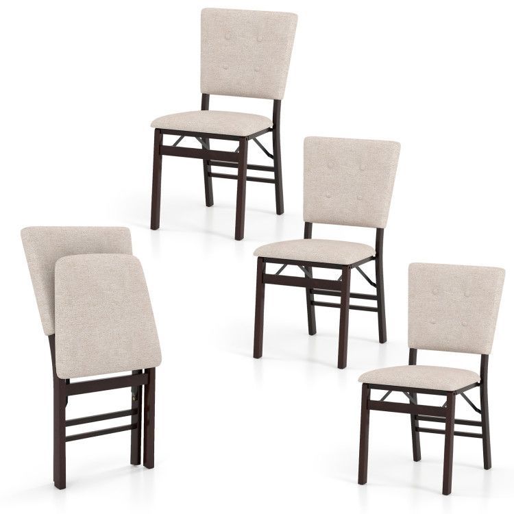 Foldable Dining Chair Set of 4 Armless Kitchen Chair with Padded Seat and Tilt Backrest Foldable Dining Chair Set of 4 Armless Kitchen Chair with Padded Seat and Tilt Backrest