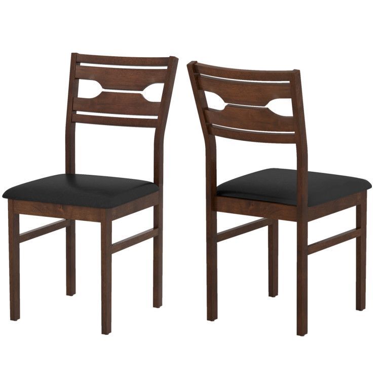 Wooden Dining Chair Set of 2 with PU Leather Padded Seat and Rubber Wood Frame Wooden Dining Chair Set of 2 with PU Leather Padded Seat and Rubber Wood Frame