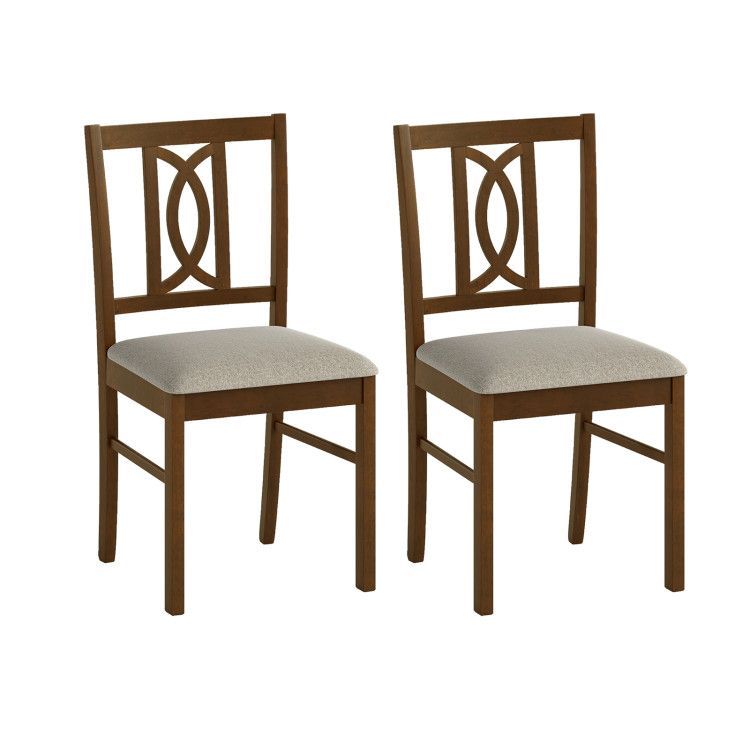 Dining Chairs Set of 2 Rubber Wood Dining Room Chairs with Hollowed Backrest