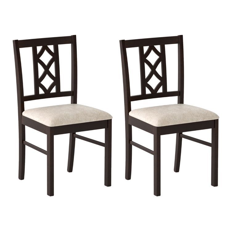 Dining Room Chairs Set of 2 Rubber Wood Dining Chairs with Hollowed Backrest Dining Room Chairs Set of 2 Rubber Wood Dining Chairs with Hollowed Backrest