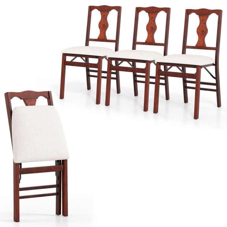 Folding Chairs Set of 4 Upholstered Dining Chairs with Comfy Padded Seats Folding Chairs Set of 4 Upholstered Dining Chairs with Comfy Padded Seats