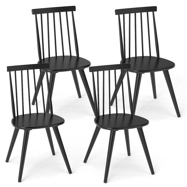 Windsor Dining Chair Set of 4 with Solid Rubber Wood Frame Windsor Dining Chair Set of 4 with Solid Rubber Wood Frame