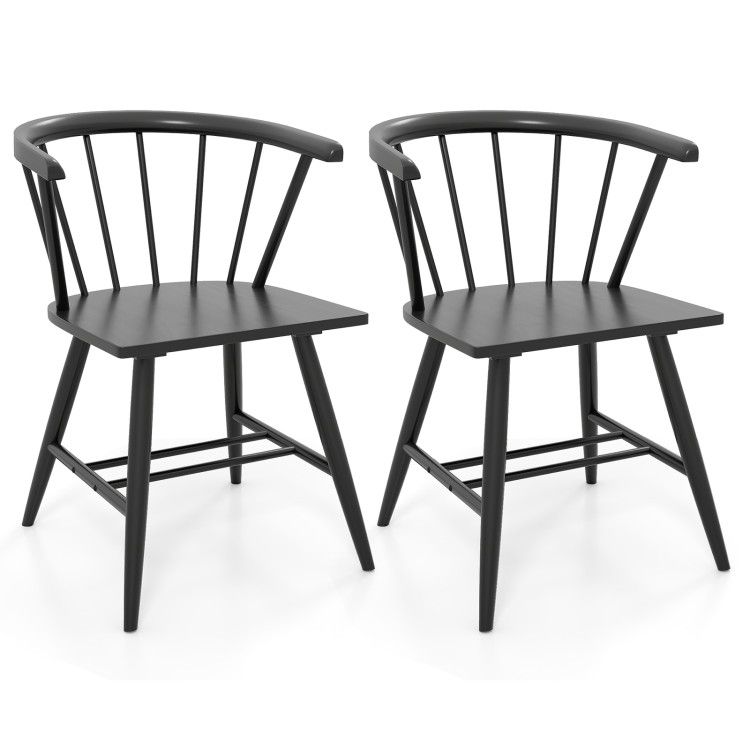Windsor Dining Chair Set of 2 Mid-Century Modern Black Kitchen Chairs Windsor Dining Chair Set of 2 Mid-Century Modern Black Kitchen Chairs