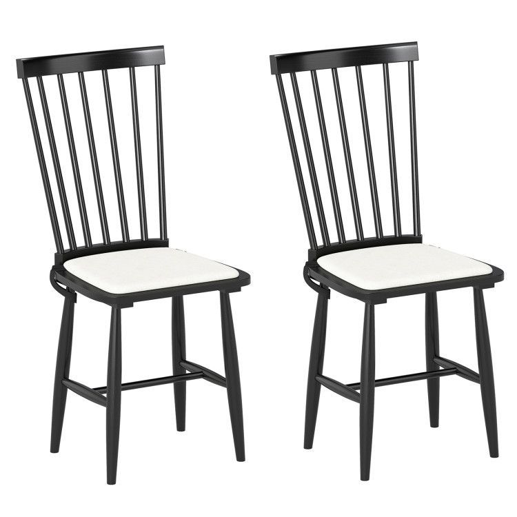Dining Chairs Set of 2 Farmhouse Solid Rubber Wood Windsor Chairs with Removable Seat Cushions Dining Chairs Set of 2 Farmhouse Solid Rubber Wood Windsor Chairs with Removable Seat Cushions
