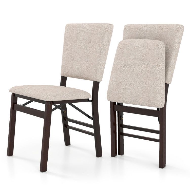 Foldable Dining Chair Set of 2 Armless Kitchen Chair with Padded Seat and Tilt Backrest Foldable Dining Chair Set of 2 Armless Kitchen Chair with Padded Seat and Tilt Backrest