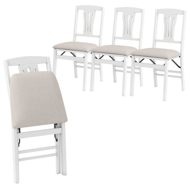 Folding Kitchen Chairs Set of 4 Upholstered Dining Chairs with Comfy Padded Seats