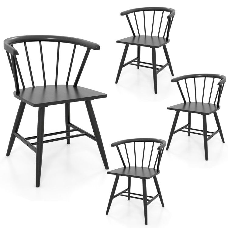 Windsor Dining Chair Set of 4 Mid-Century Modern Black Kitchen Chairs Windsor Dining Chair Set of 4 Mid-Century Modern Black Kitchen Chairs