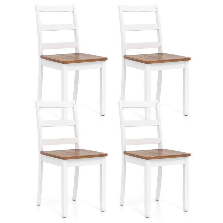 Set of 4 Wood Dining Chairs with Solid Rubber Wood Legs Set of 4 Wood Dining Chairs with Solid Rubber Wood Legs