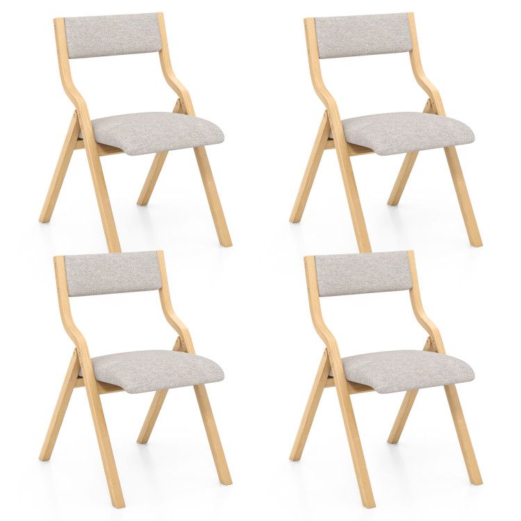Folding Dining Chair Set of 4 Wooden Upholstered Dining Chairs with Solid Wood Frame Folding Dining Chair Set of 4 Wooden Upholstered Dining Chairs with Solid Wood Frame